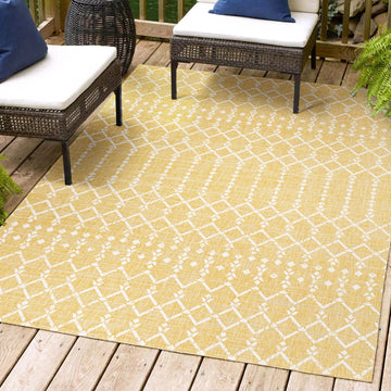 Ourika Moroccan Geometric Textured Weave Indoor/outdoor Area Rug